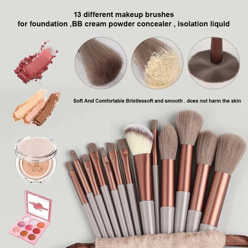 13Pcs Professional Makeup Brushes Set Soft Fluffy for Foundation Blush Powder Eyeshadow Kabuki Blending Makeup Brush Beauty Tool